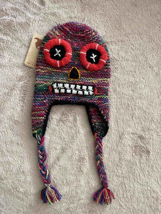 Andes Gifts Other - Handmade Multicolor Kids Knit Earflap Hat with Fun Face